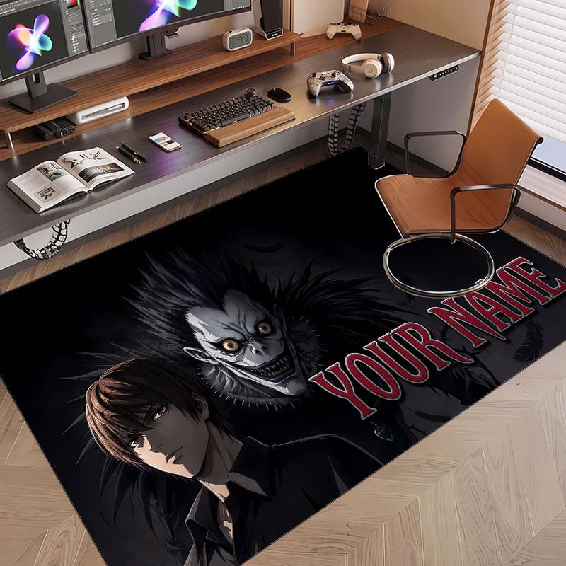 Custom Name Crystal Velvet Rug,Death Note Comfortable Anti Slip Floor Mat For Room Decoration