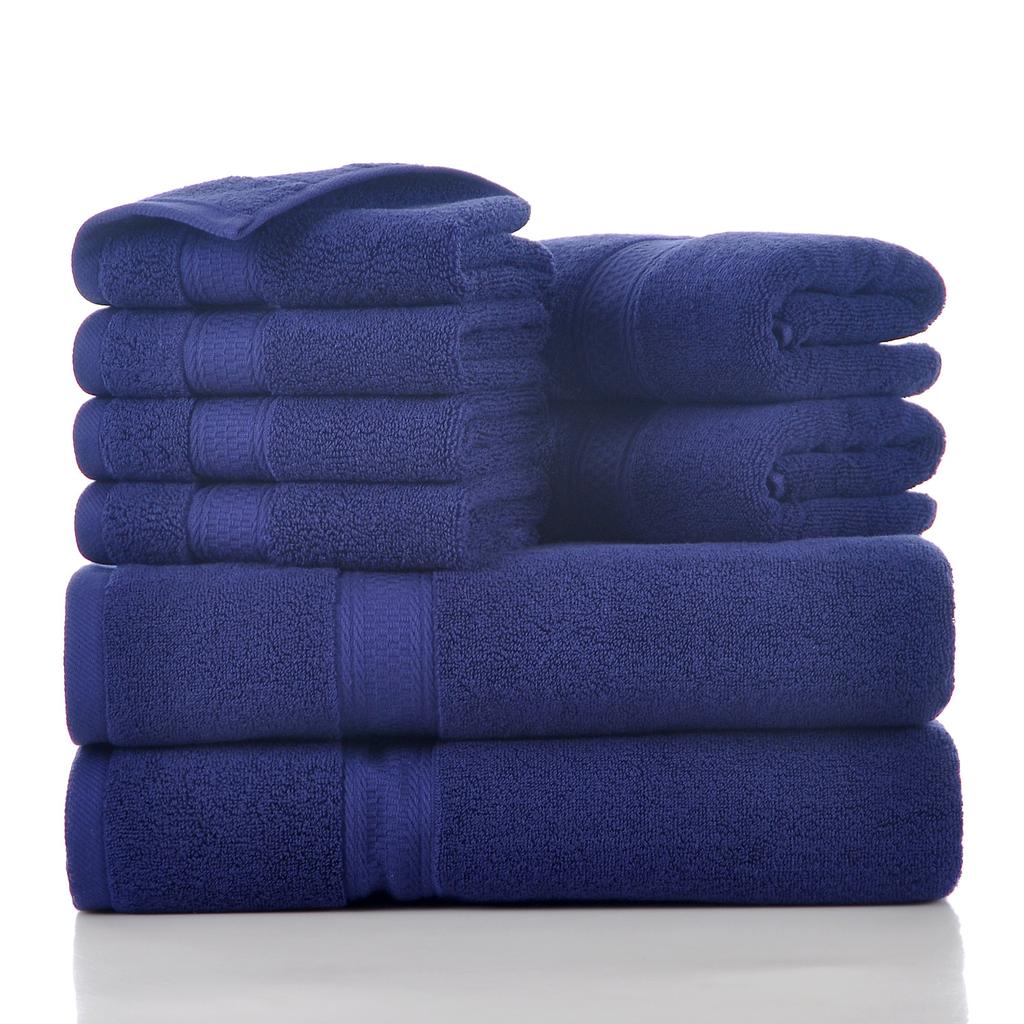 Style, plain cotton towel, eight-piece set of household towels, soft and absorbent.