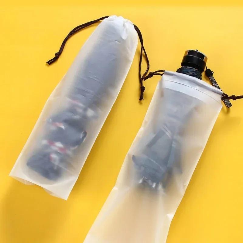 Transparent Waterproof Umbrella Bag Umbrella Storage Bag with Drawstring Reusable Portable Drawstring Bag for Home Storage