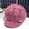 Women's Fashionable Knitted Pumpkin Beret for Autumn/Winter - Thick, Velvet-Lined, Short Brim Style