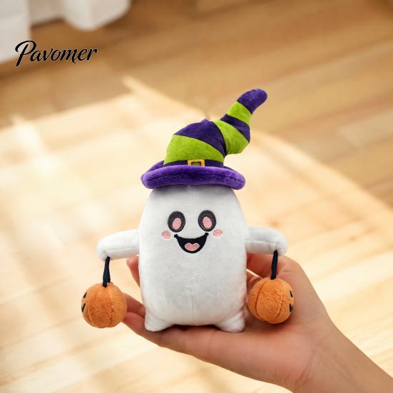 Soft Skin Friendly Plush Toy Halloween Ghost Keychain, Cute Spooky Stuffed Pendant for Backpack Small Plushie with Metal Keychain Keys, Mini Doll Bag