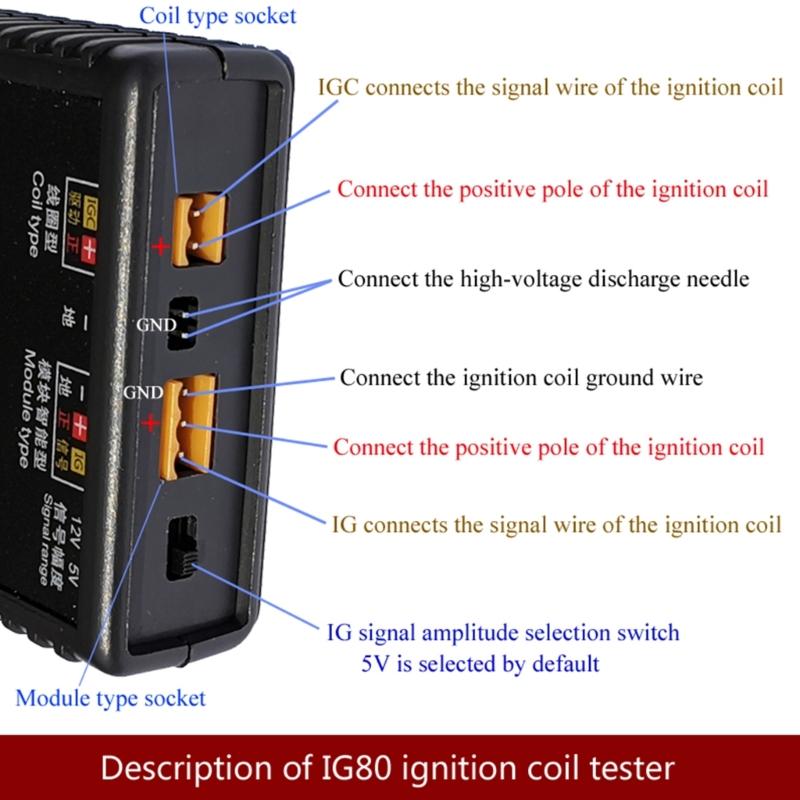 12V~24V IG80 Detector Profesional Bobină de Aprindere Auto Tester Motor pe Gaz Natural Instrument de Diagnosticare și Reparare Vehicule