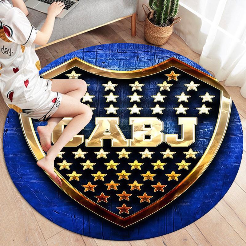 Boca Juniors Round Area Rug,Carpet Rug for Living Room Bedroom Sofa Playroom Decor,Non-slip Floor Mat