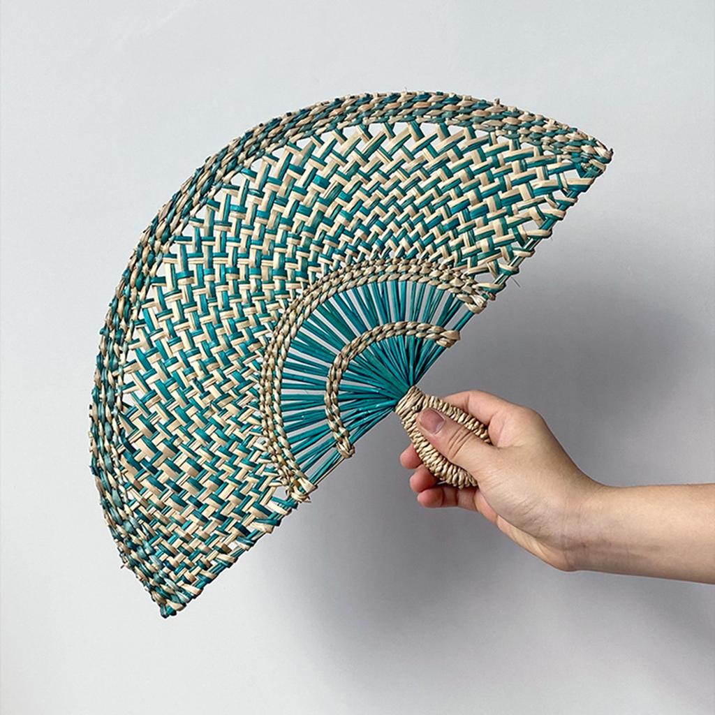 Handwoven Natural Straw Fan Decorative Wall Photo Props Hanging Country Styles Straw Fan Wall Hanging Decorations