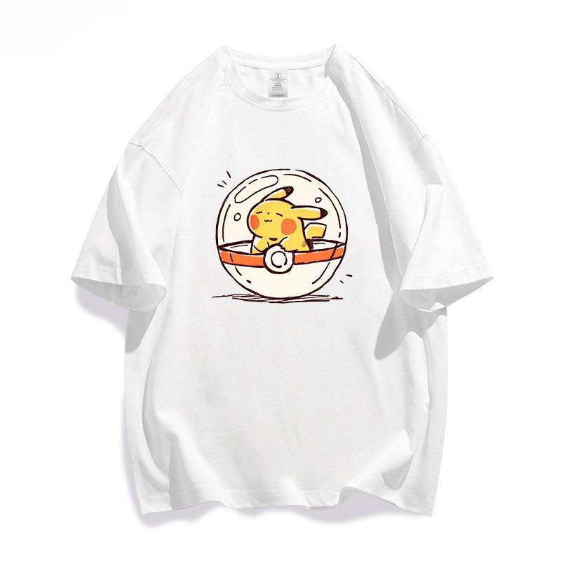 Japanese Anime Pikachu Ball Printed Tshirt Summer New Unisexs And Unisexs Tshirt Trendy Casual Y2k Short Sleeve Top 2026
