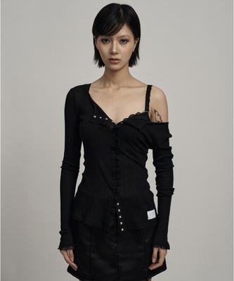 ILLIO Black Lace Trim Cardigan