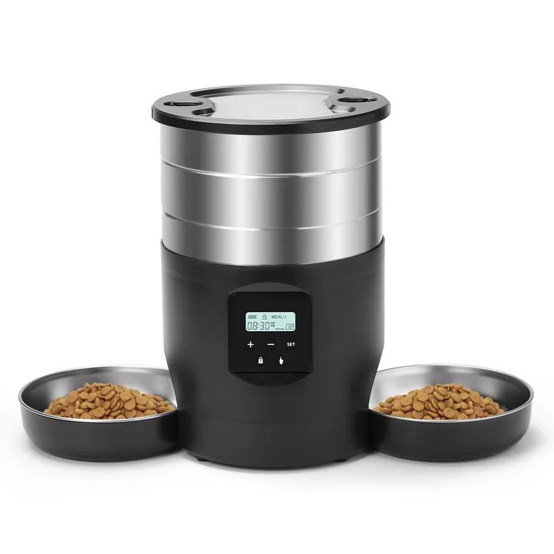4.5L Large Capacity Dogs and Cats Smart Food Dispenser Stainless Steel Pet Feeder Bowl Automatic Pet Cat Feeder