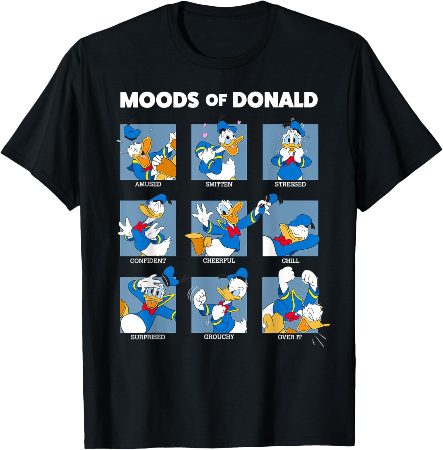 Hot Fashion Casual Disney Mickey and Friends Moods of Donald Duck Short Sleeve T-Shirt S-4XL Summer S
