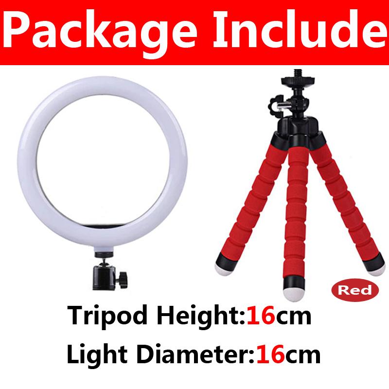 LED Ring Light Photography Adjustable Lighting Phone Ringlight With 20cm Tripod Stand USB Round Fill Lamp For Phone Video Live