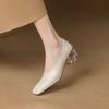 Fashion 2025 Women Genuine Leather Pumps Transparent Heel High Heels Spring Summer Elegant Office Pumps Square Toe Classic Casual Shoes