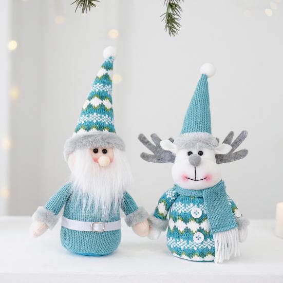 Christmas Doll Blue Snowman Santa Claus Reindeer Christmas Doll Handmade Plush Figure Ornament Home