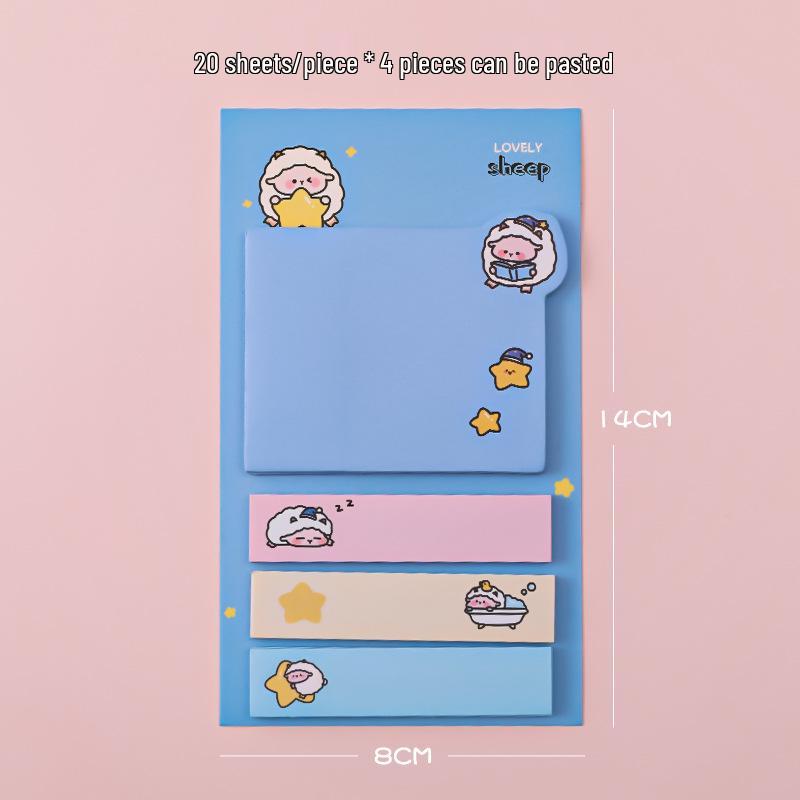Cartoon Heart Sticky Notes for Students - Girly Index Stickers for Office & Messages