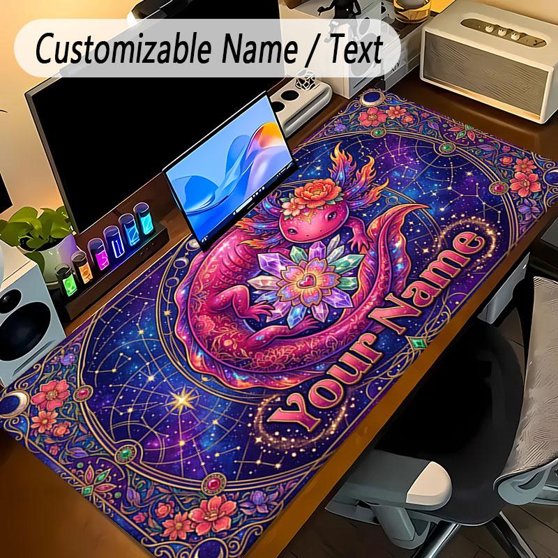 Astronaut Space Theme Personalized Mouse Pad Custom Name Text Non Slip Desk Pad For Laptop Office Desktop