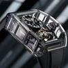 Bonest Gatti Uhren Herren-Armbanduhr, doppelt ausgehöhlt, automatische mechanische Uhr, Acryl-Tourbillon-Uhr