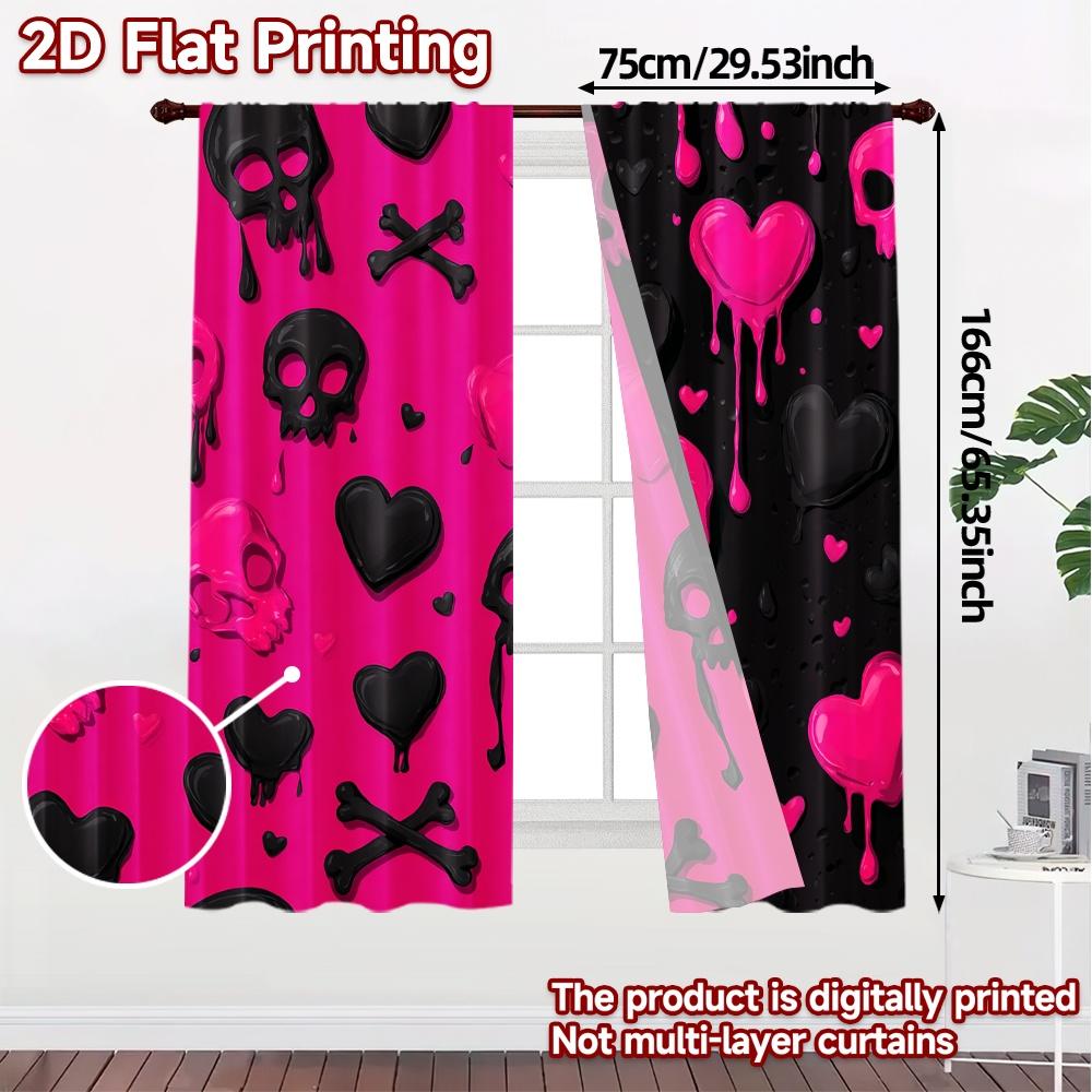 2D Flat Printing  JIT 2pcs   Curtains (Without Rod) Gothic Curtains Print Popular Curtains Polyester Easy Install Curtains