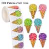 100-500 Pcs Summer Ice Cream Stickers Roll Holographic Ice Cream Cone Stickers Colored Waterproof Self-Adhesive Decals for Gift
