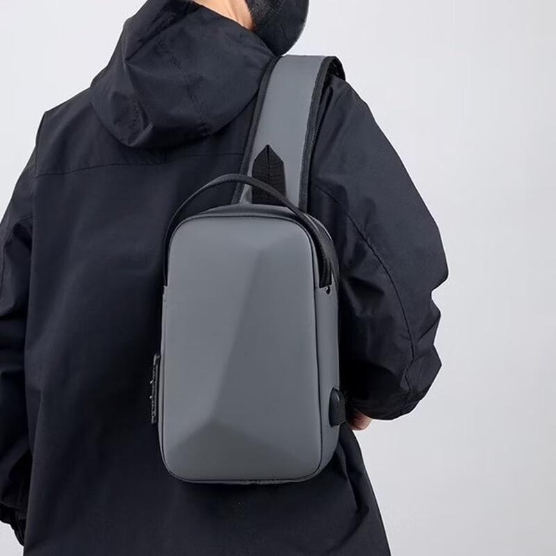 Shenglango Men's Hardshell Waterproof USB Charging Crossbody Chest Bag