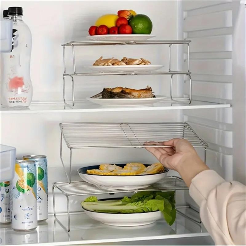 Kitchen Shelf Multifunctional Stackable Rack Space Saving Home Cabinets Tableware Refrigerator Food Plate Bowl Organizer Rack
