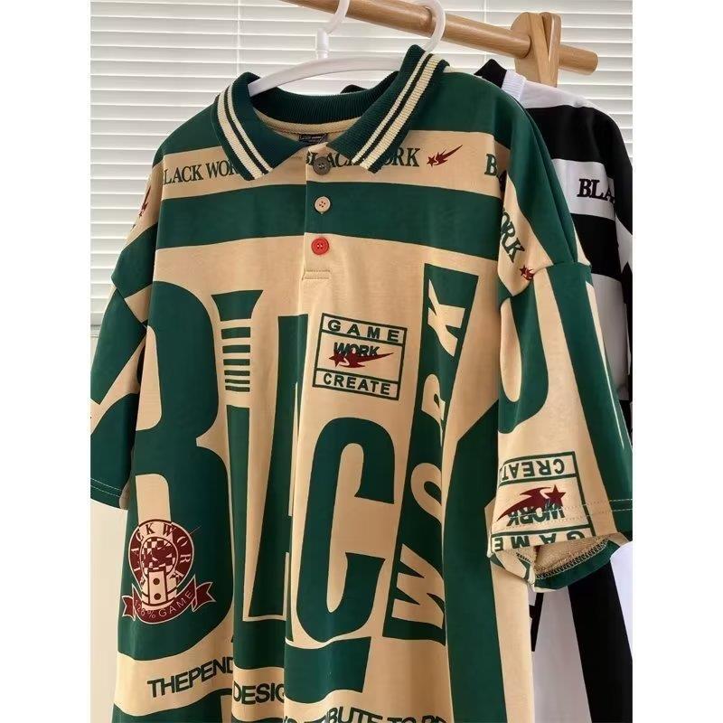 

Мужская летняя повседневная рубашка-поло свободного кроя в корейском стиле 2023 года L зелёный