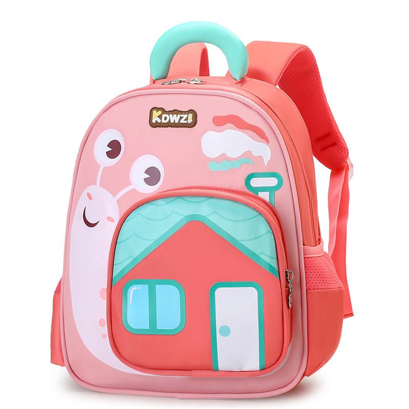 Kids Cartoon Snail Print School Backpack With Breathable Nylon For Preschoolers