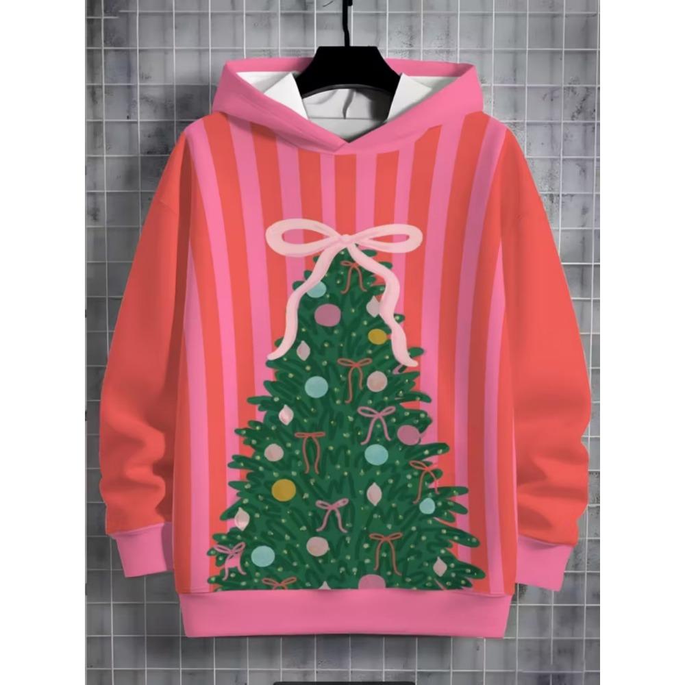 Child Sweatshirt Christmas Hoodie Cartoon Kawaii Santa Claus Print Sweatshirt for Girls Funny Holiday Party Clothes for Children