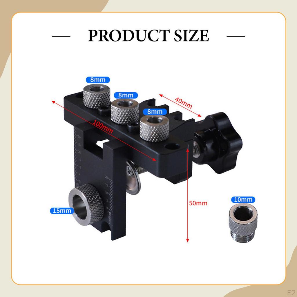 3 in 1 Dowel Jig Adjustable Template Lightweight Woodworking Joints Tool for Furniture