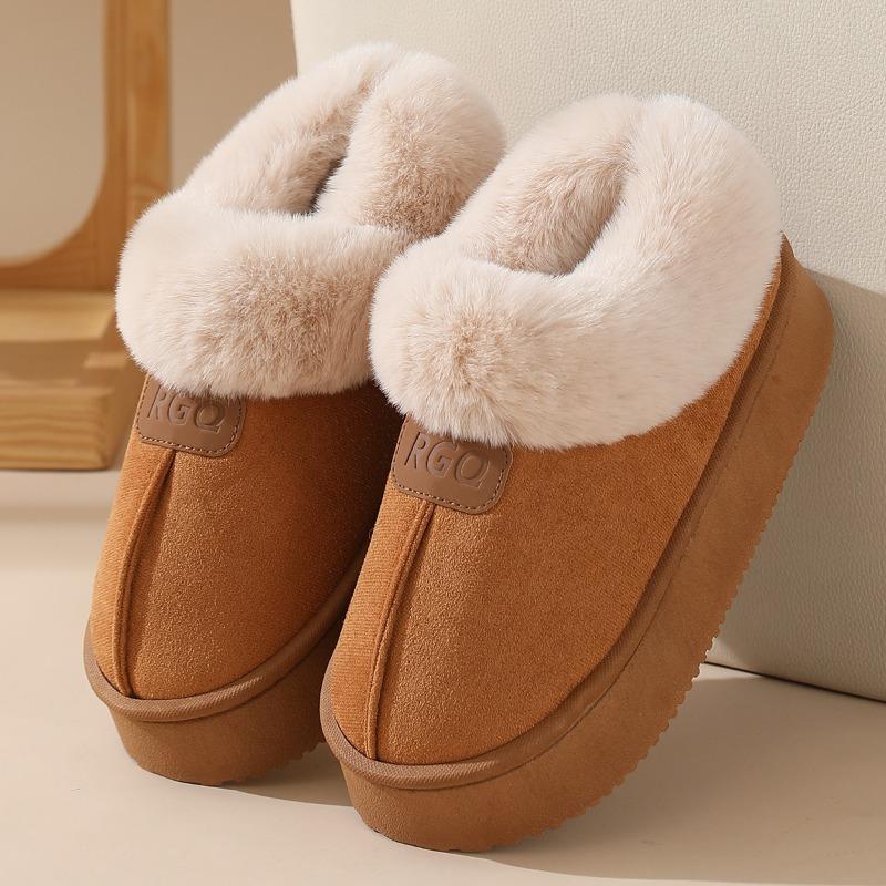 New cotton slippers for women to wear in winter, thick-soled piled and thickened non-slip, warm at home, wool bag and cotton shoes