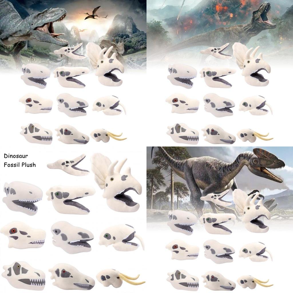 Plyšová lebka Triceratopse Fuzzy Fossils Útulný polštářek ve tvaru hlavy dinosaura Pro děti a sběratele