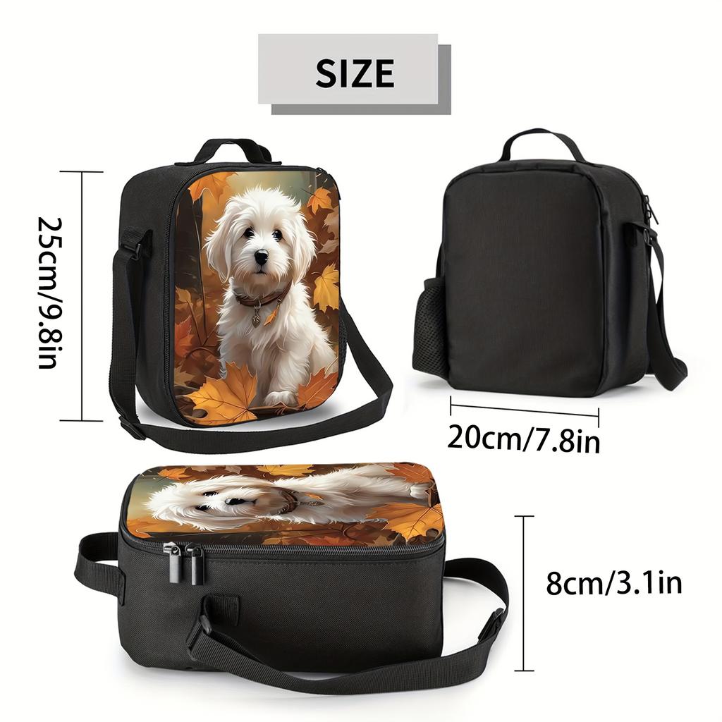 Adjustable Border Collie Puppy Print Insulated Lunch Bag – Reusable, Lightweight & Foldable for Work, School, Picnics,