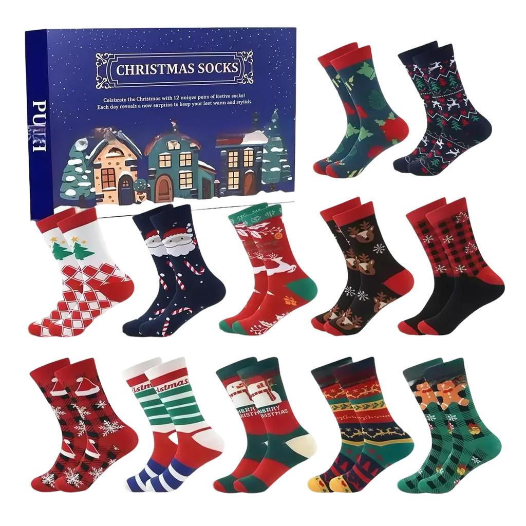3D 24 Pairs Christmas Socks Advent Calendar Christmas Socks Gift For Xmas Party Gifts (Random Pattern)