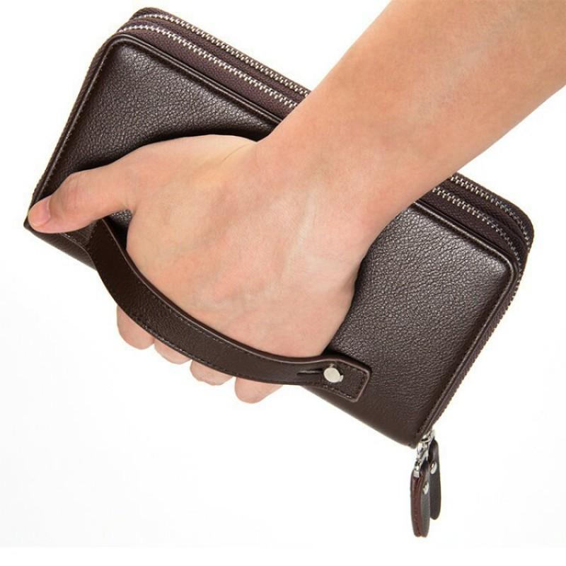 Men's Handbag European American Business Large Capacity Double Zipper