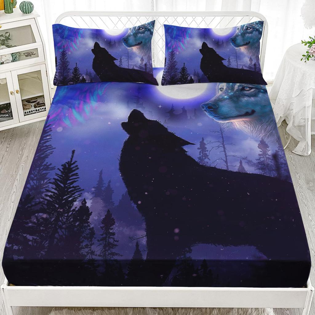Forest Animal Pattern Mattress Three-Piece Digital Printing Mattress Bedding Set Adult Children