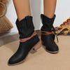 Fashion Trendy Short Boots 2024 Women's Autumn Winter New Collection Luxury Wrinkle and Tassel Versatile Mid Top Design Women's Boots