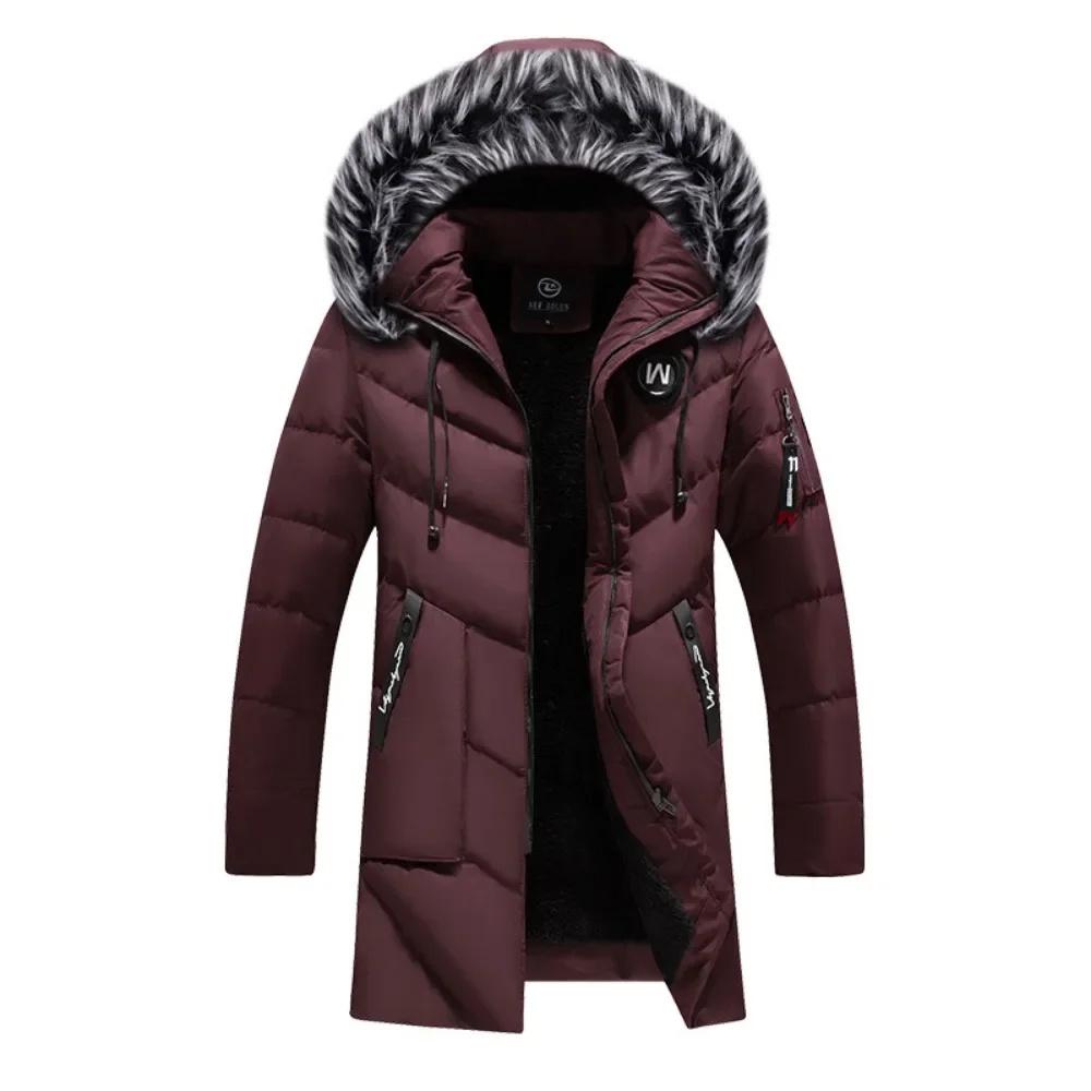 Men's Winter Clothes Hooded Down Coats Thick Fashion Warm Parkas Jacket Zipper Long Coat High Quality Windproof