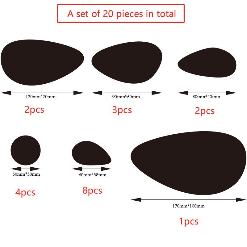 20pcs 3D Mirror Wall Sticker Pebble Stone Shape Mirror Mural Wall Decal for Living Room Bedroom TV Background Art DIY Home Decor
