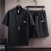 2024 Summer Men's Casual Two-Piece Sports Set: Ice Silk T-Shirt & Thin Shorts
