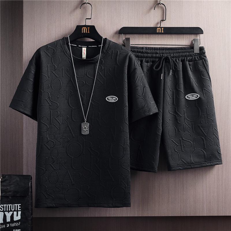 2024 Summer Men's Casual Two-Piece Sports Set: Ice Silk T-Shirt & Thin Shorts