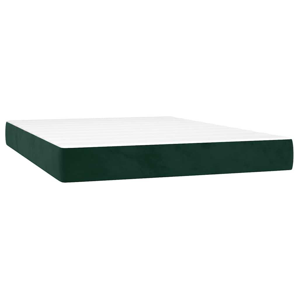 Box Spring Bed with Mattress Dark Green 140 x 190 cm Velvet