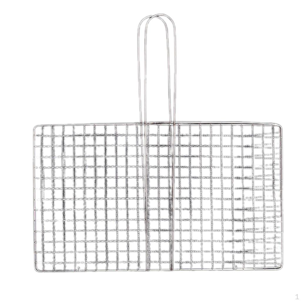 Barbecue Grill Basket Rack Portable Fish Grilling Clamp Vegetable BBQ for Kabob