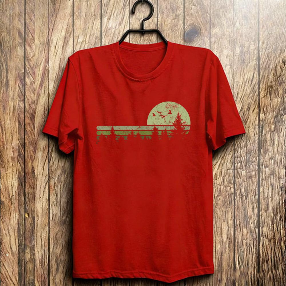 Vintage Forest Nature Trees Hiking Outdoor Wildlife Tshirt Cotton Casual Short Sleeve Outdoor Nature Unisex Streetwear Tee Tops
