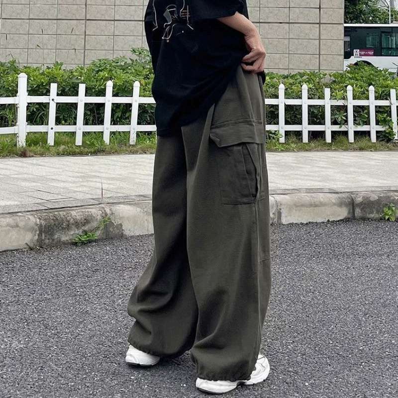 Casual Oversize Cargo Pants Men Streetwear Solid Harajuku Loose Straight Trousers Wide-leg Baggy Pants for Man