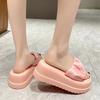 Summer Women Lace Chunky Slippers Beach Flip-Flops Wedge Heels Shoes Woman High Platform Slippers Outside Sandals 7CM Slides
