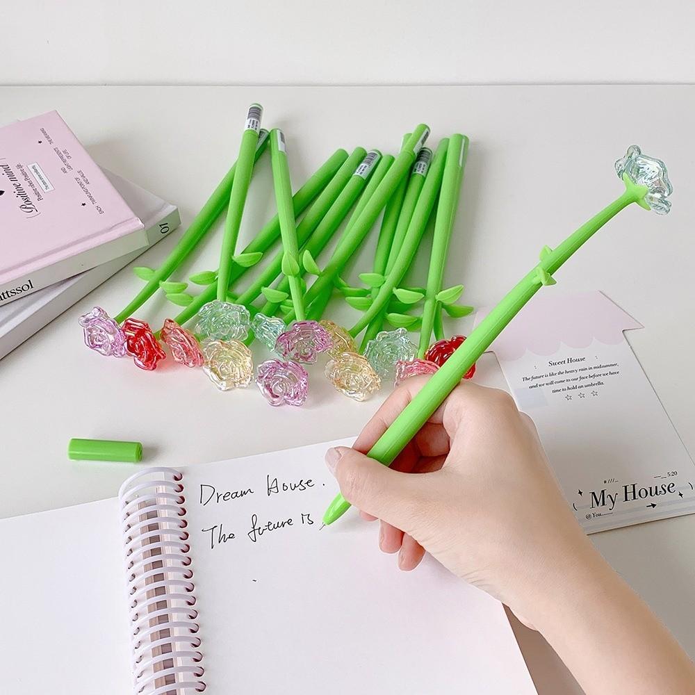 Quick-dry Rose Gel Pen Simulation Flower Writing Pen Multifunctional Ballpoint Pen  Gift