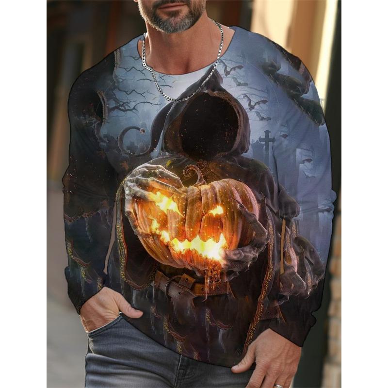 

Пуловер с принтом ужасов на Хэллоуин, осень-зима, мужская повседневная толстовка с длинным рукавом и круглым вырезом, уличная одежда, мужская одежда в стиле Харадзюку 5XL