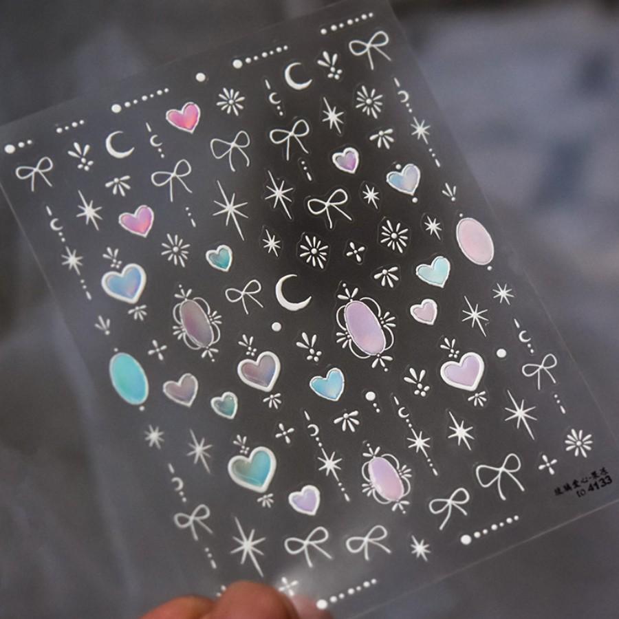1pcs 5D Shell Light Nail Stickers Fashion Gold Border Love Bowknot Moon Star Art Decal High Quality Manicure Decorations