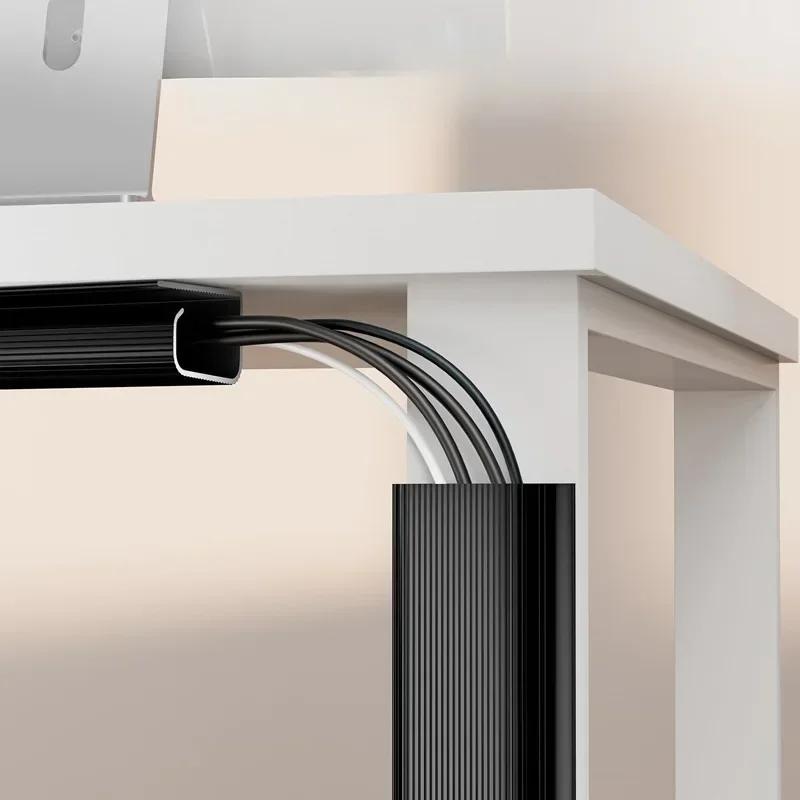 40cm PVC Desk Cable Tray Cable Management Under Desk Channel Cable Raceway Cord Hider No Drilling for Home Office Wire Organizer