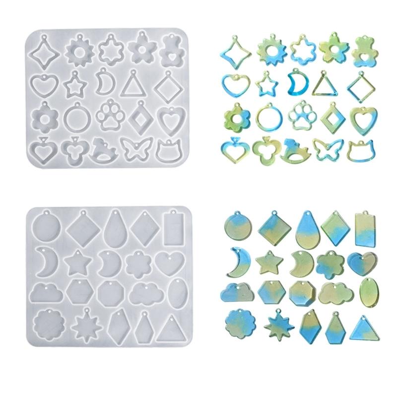 

2Pieces Multifuntional Jewelry Molds Flower Pendant Moulds Silicone Keychain Molds for Resin Earrings and Pendants 1