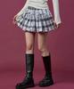 Collet Brushed Balloon Check Ribbon Flare Elastic Waist Mini Skirt [White] Skorts Ver.
