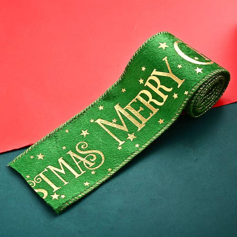 Fabric Trim Christmas Wrapping Ribbon Merry Christmas Bow Decorative Webbing Clothes Accessories