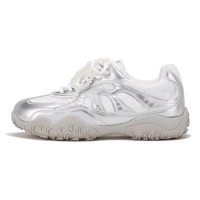 Korean 2025 Spring Silver New Pearl Sports Casual Shoes Platform-soled Dexun Forrest Gump Shoes Comfortable Soft Sole Versatile